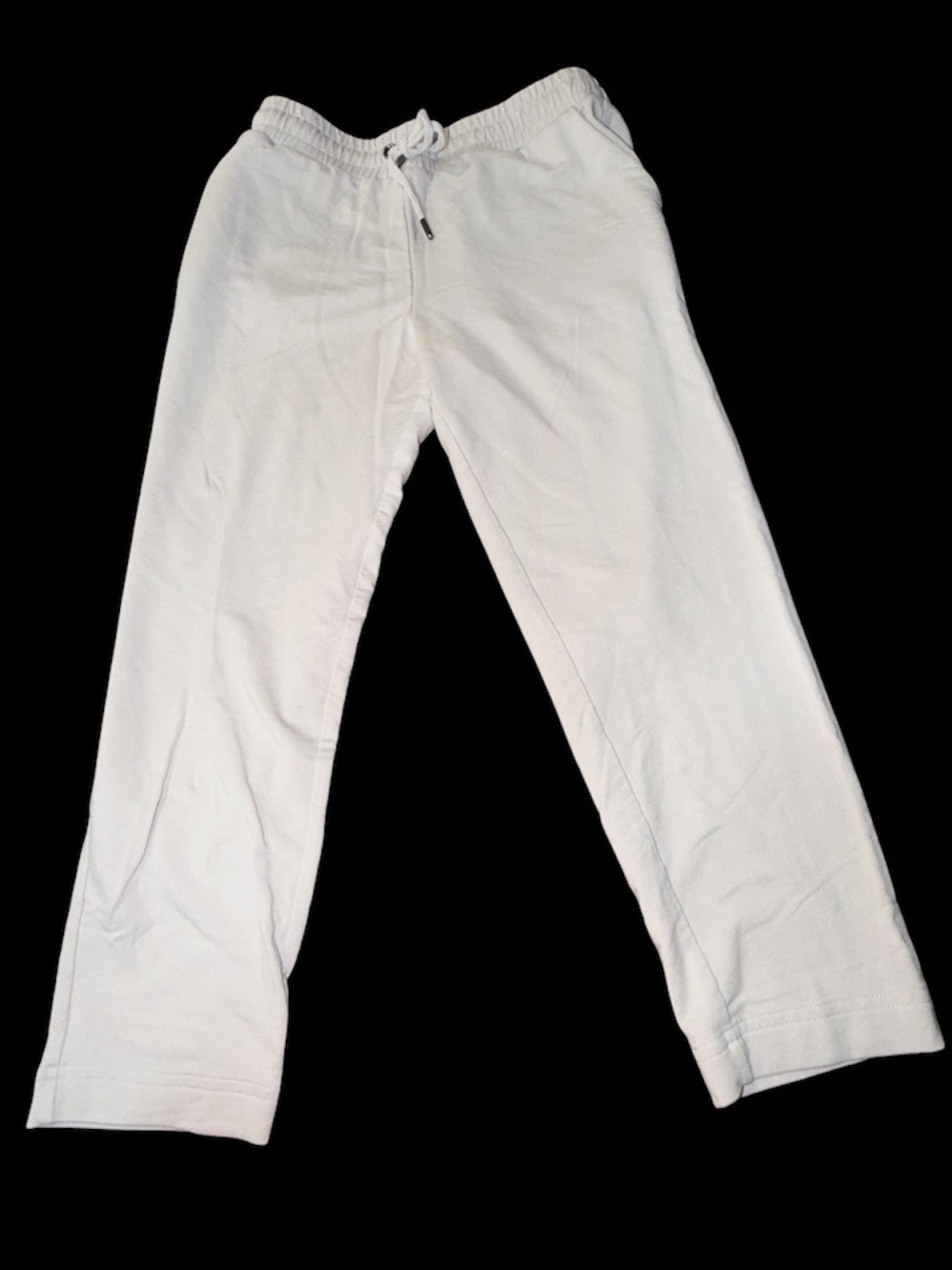 Banana Republic White Cotton Sweatpants Drawstring Straight Leg Sz S Petite